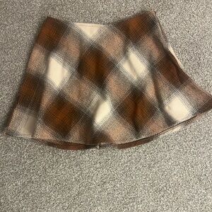 She + Sky Plaid Brown and Cream Skirt